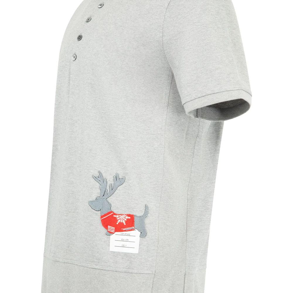 THOM BROWNE Hector Grey Men’s Polo Shirt MJP232E 01454 055