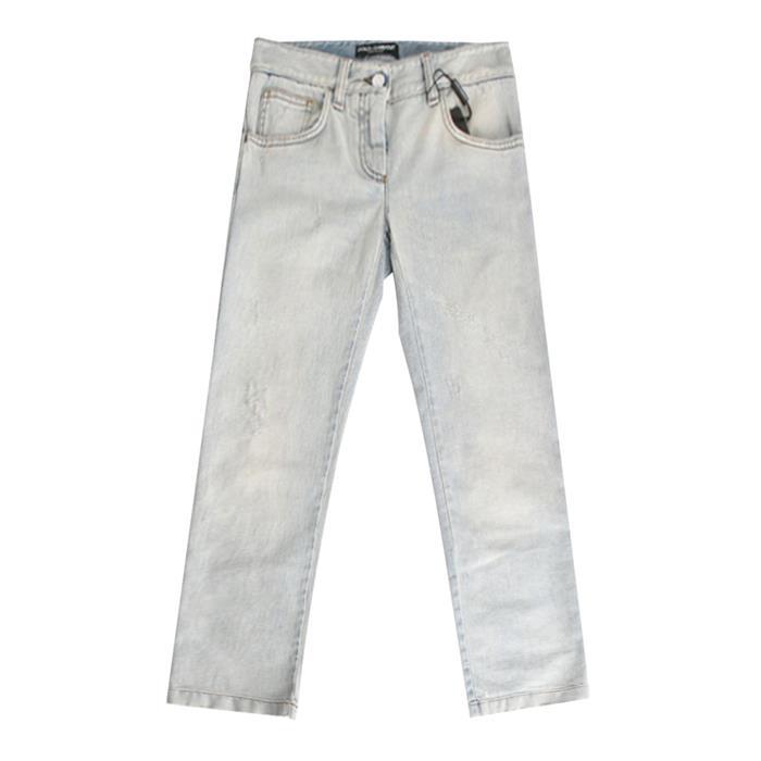 Dolce&Gabbana Light Wash Denim Jeans with Plate Detail