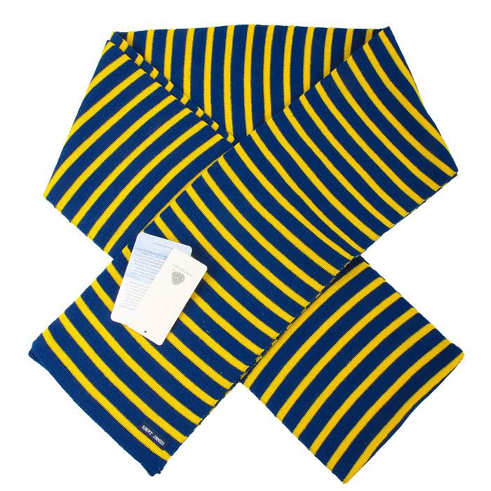 Saint James Men's Yellow/Navy Striped Scarf 7701 S5