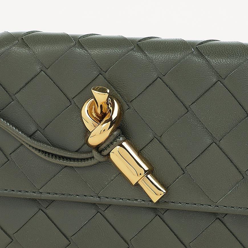 Bottega Veneta Andiamo Zip Card Holder Green Leather Women’s