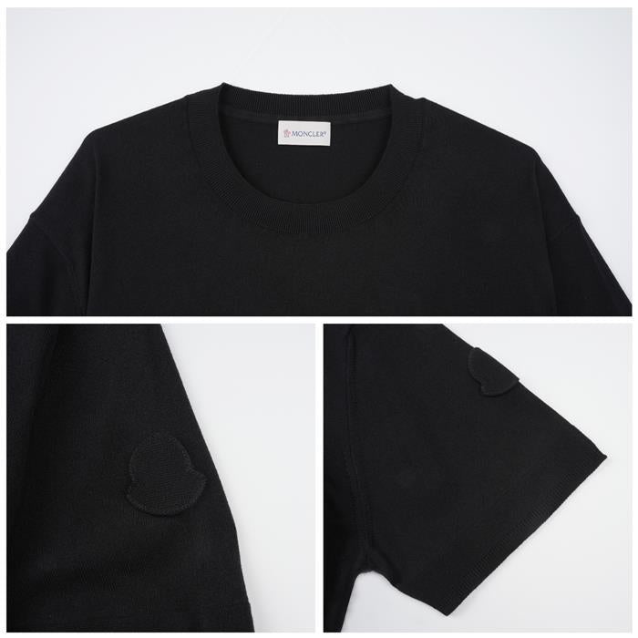 Moncler Logo Patch Silk Cotton Knit T-Shirt 9C00011 M6329 999