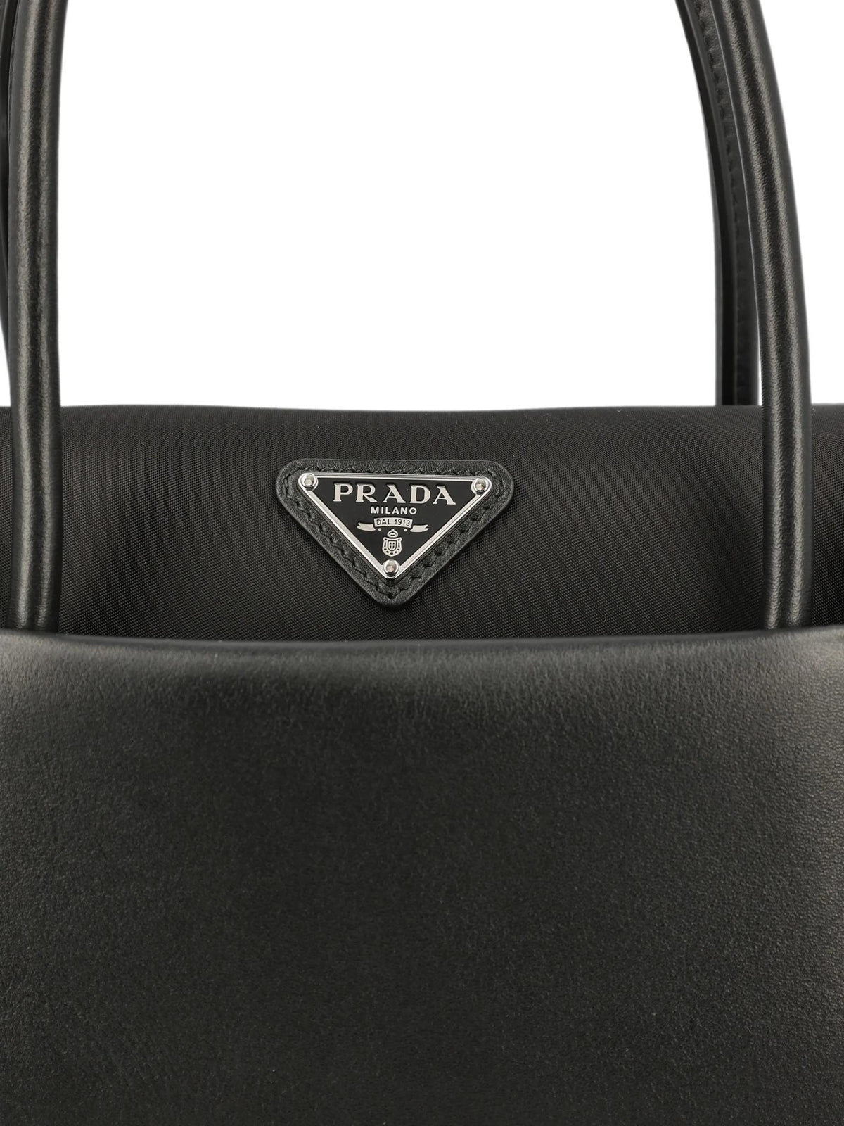 PRADA Leather Tote Bag Black Structured Handbag