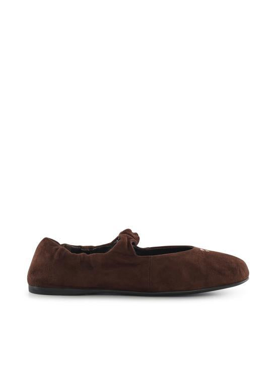 Miu Miu Dark Brown Leather Flat Shoes