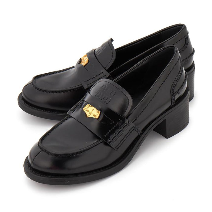 Miu Miu Brushed Leather Women’s Loafers Black