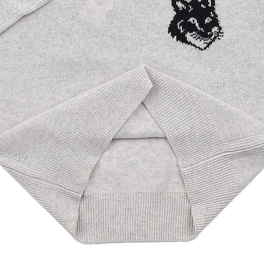 Maison Kitsune Fox Head Logo Crewneck Knit Sweater Light Gray Women