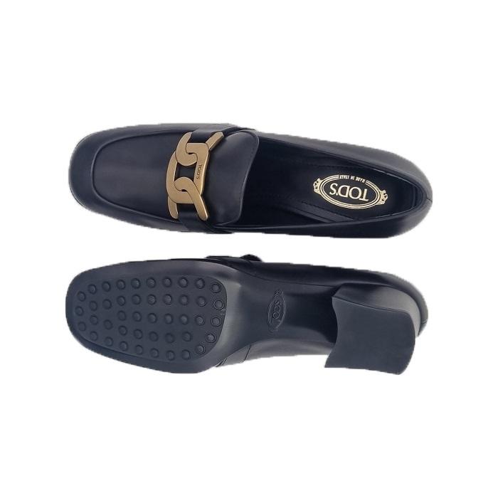 Tods Kate Chain Heel Gold-Tone Pumps Black Leather