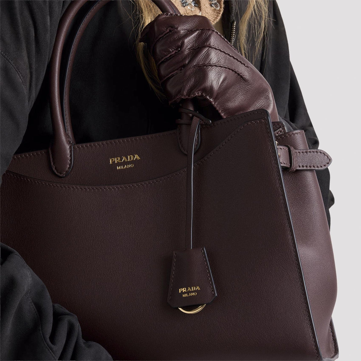 PRADA Leather Shoulder Bag Black