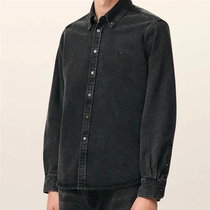 AMI Denim Cotton De Coeur Long-Sleeve Shirt