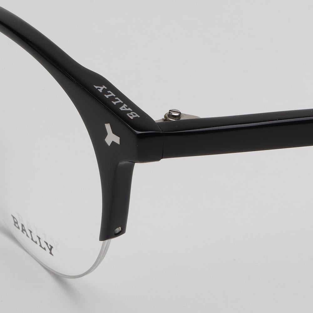 BALLY Round Semi-Rim Eyeglass Frames Unisex Half-Horn Style BY5018 001