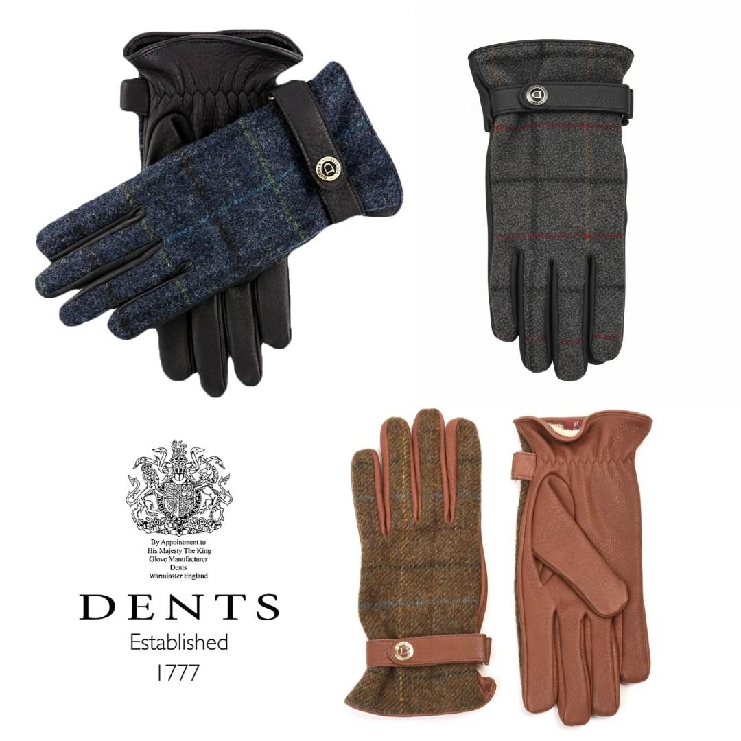 DENTS Unisex Check Deerskin Leather Cashmere Lined Gloves 3-Color