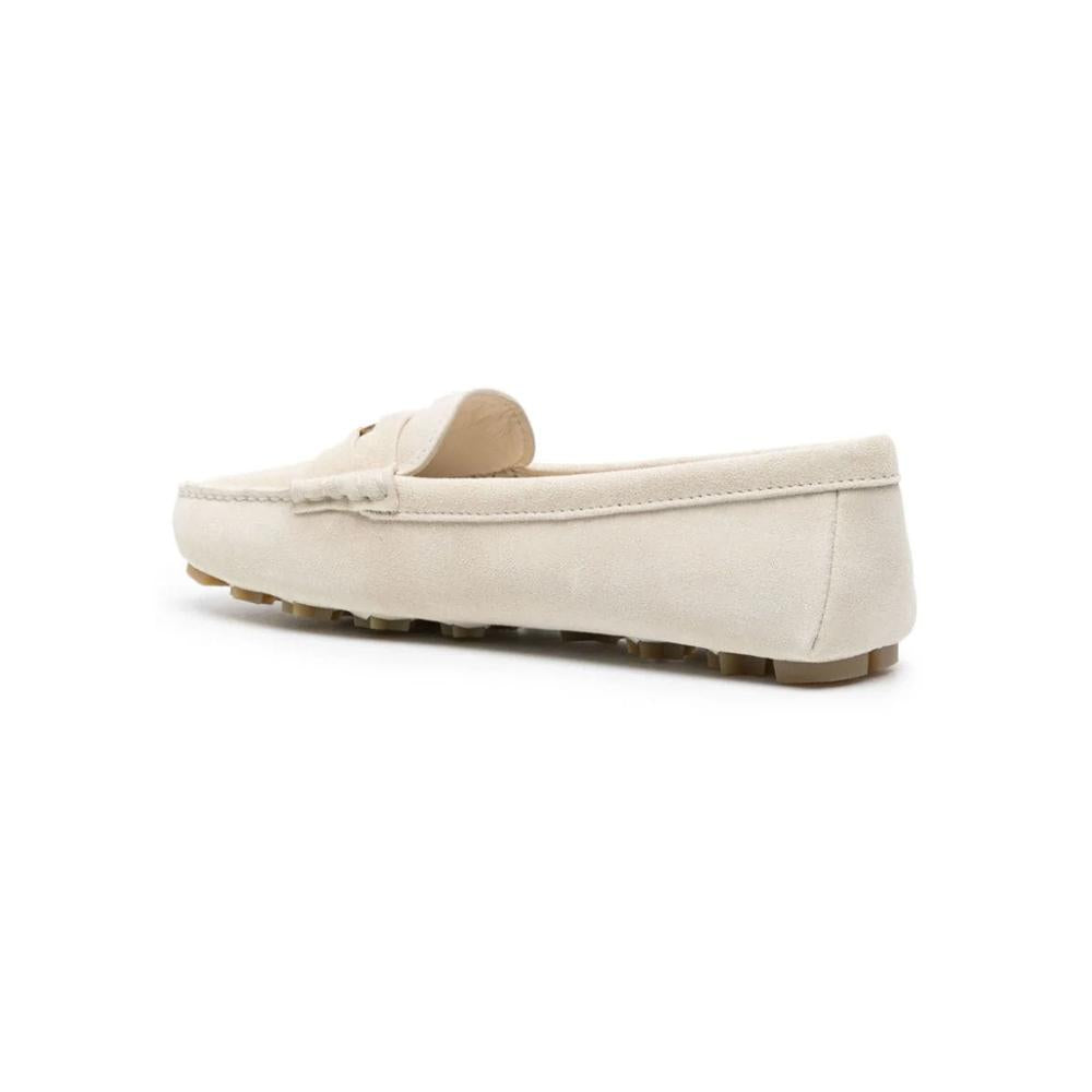 Miu Miu Beige Logo-Engraved Driving Loafers