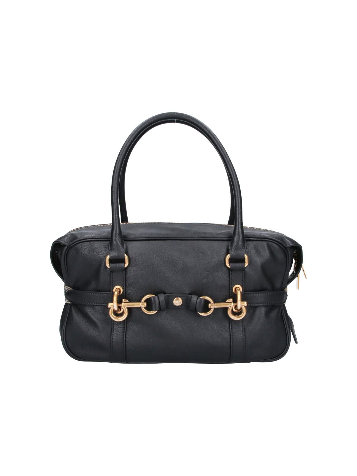BURBERRY Leather Shoulder Bag Black