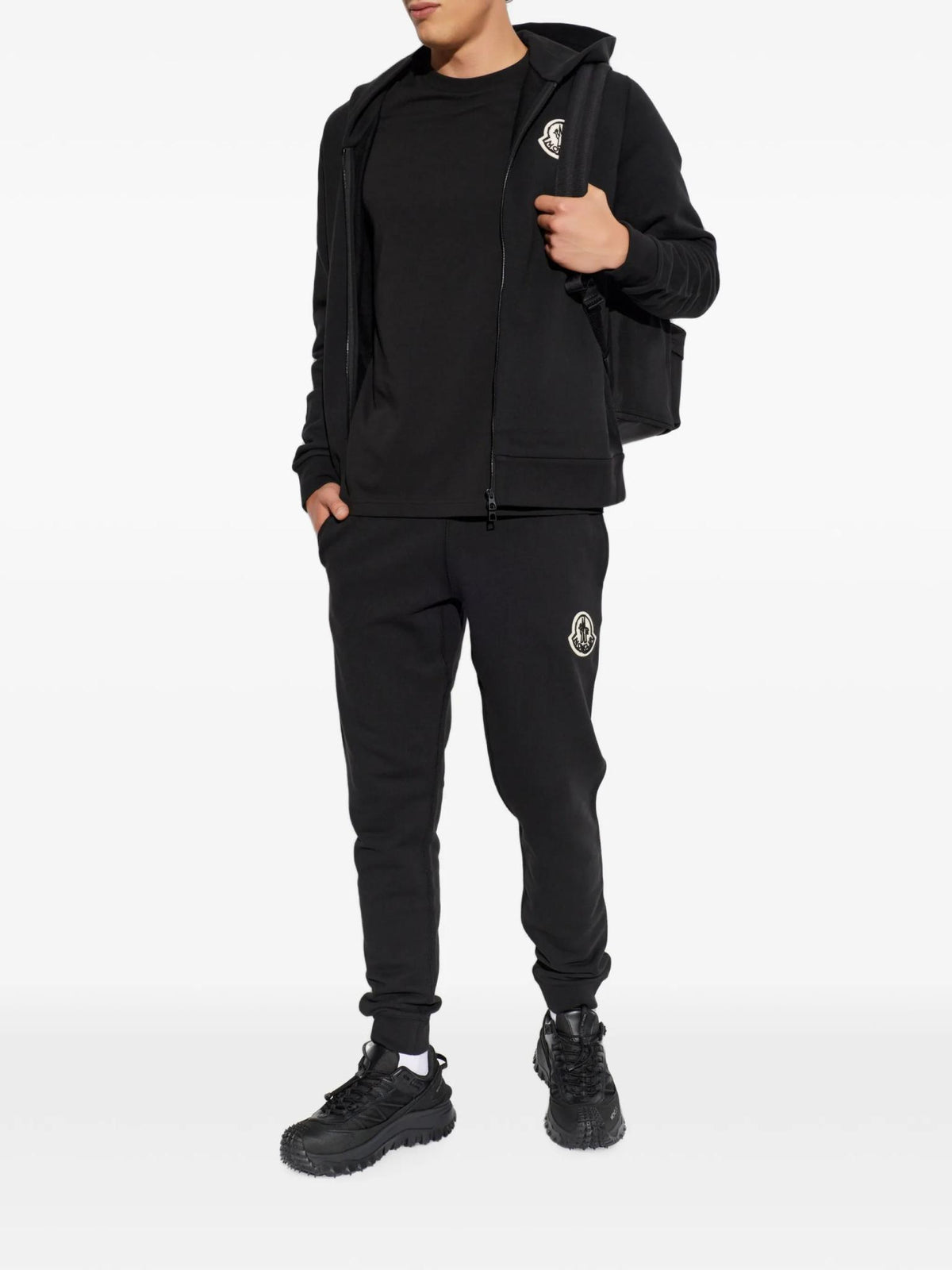 Moncler Black Cotton Logo Sweatshirt for Men