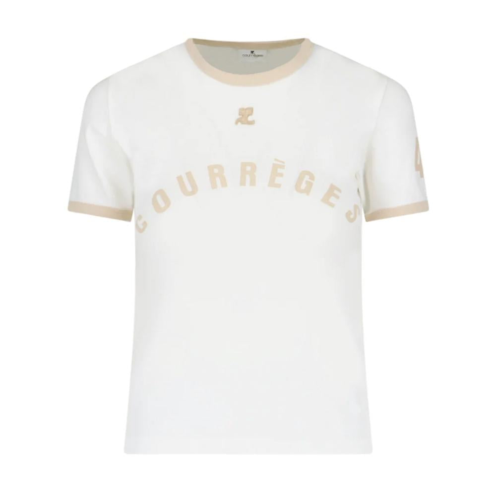 courreges Logo Contrast T-Shirt White Black Cotton