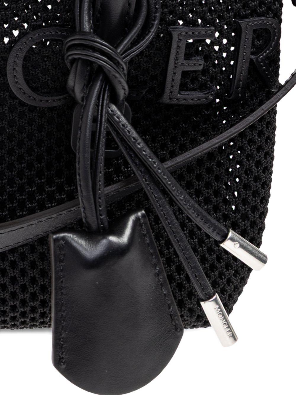 Moncler Black Leather Shoulder Tote Bag