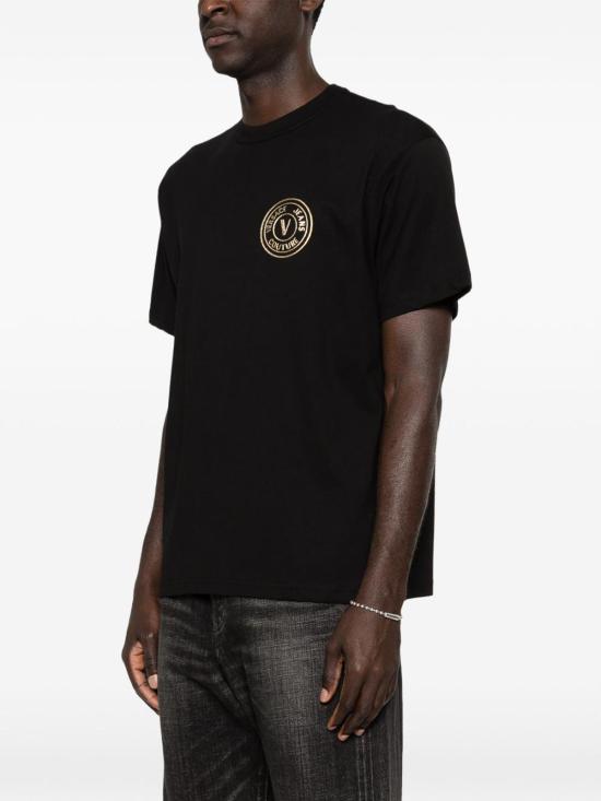 Versace Short Sleeve T-Shirt for Men 80GAHT04 CJ00T G89 BLACK GOLD DOM