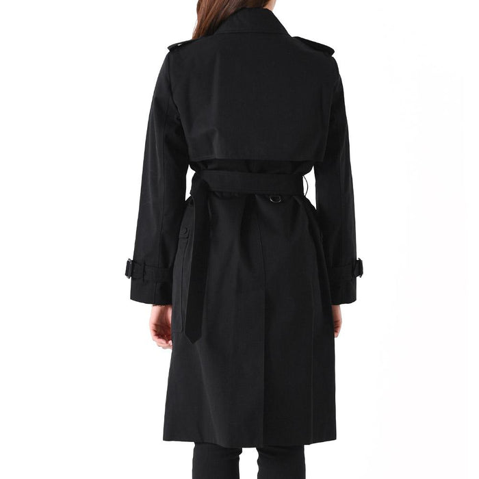 BURBERRY Check Panel Gabardine Trench Coat Black