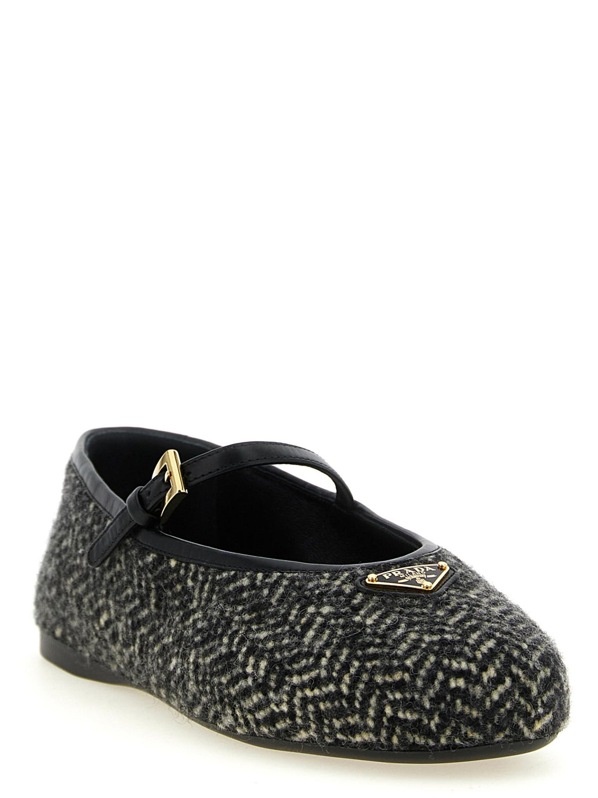 PRADA Black Leather Pointed Toe Flat Shoes