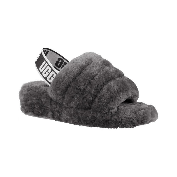 Ugg Fluff Yeah Slide Faux Fur Sandals Charcoal 1095119 CHRC