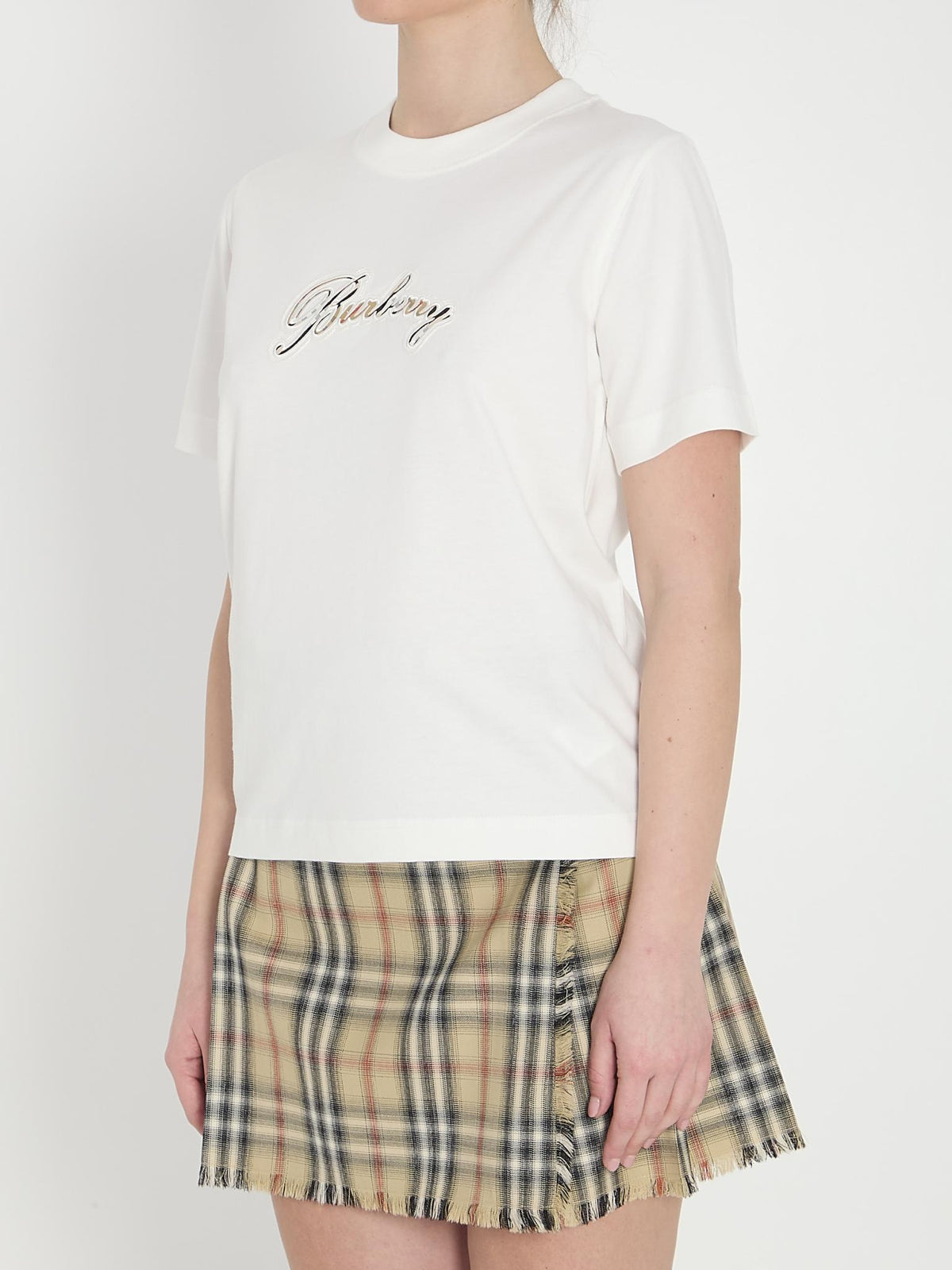 BURBERRY Short Sleeve Cotton T-Shirt Black Women’s Top