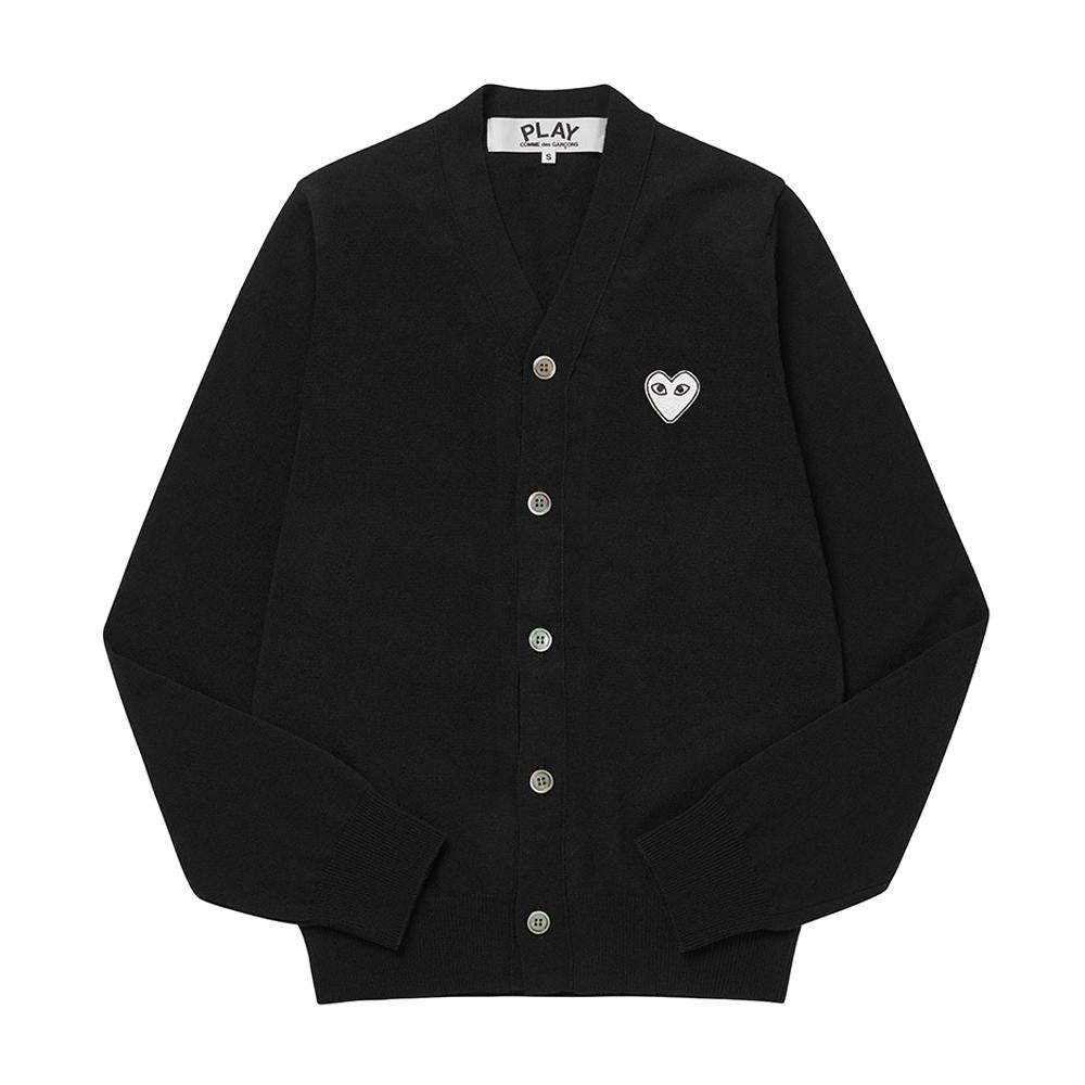 Comme des Garcons Play White Heart Patch Unisex Cardigan AX N062 051 1