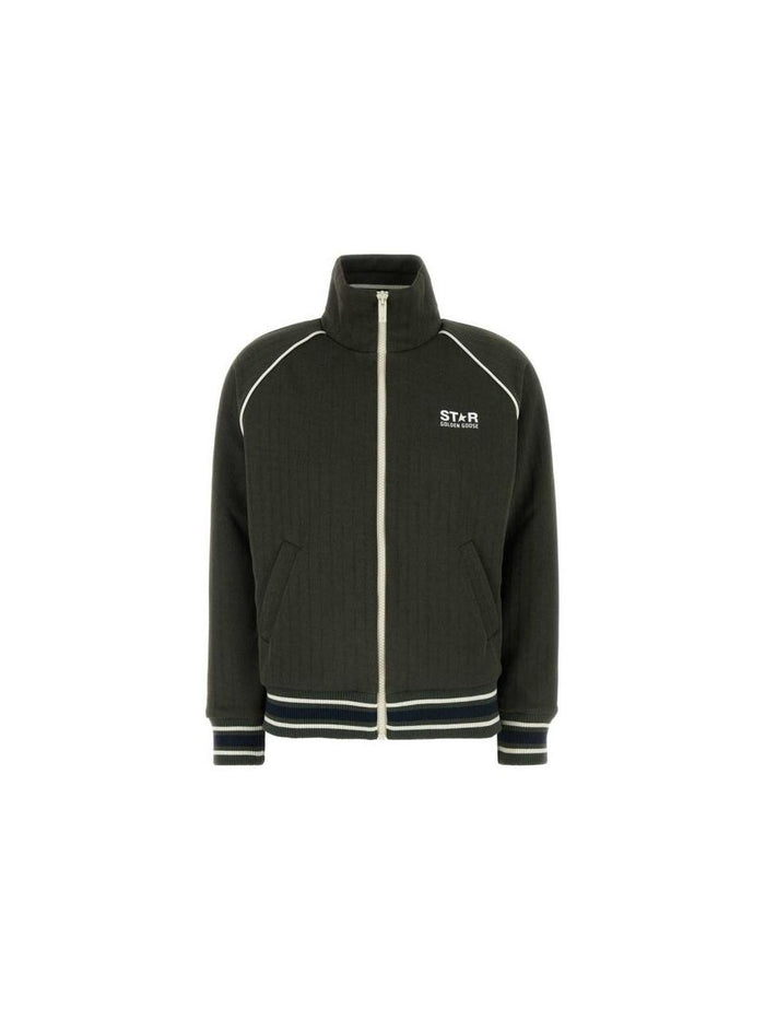 GOLDEN GOOSE White Logo Zip Hoodie Sweatshirt