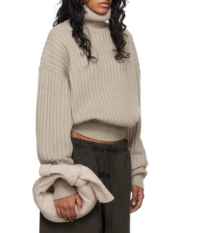 Fear of God Essentials Logo Patch Light Gray Turtleneck Sweater