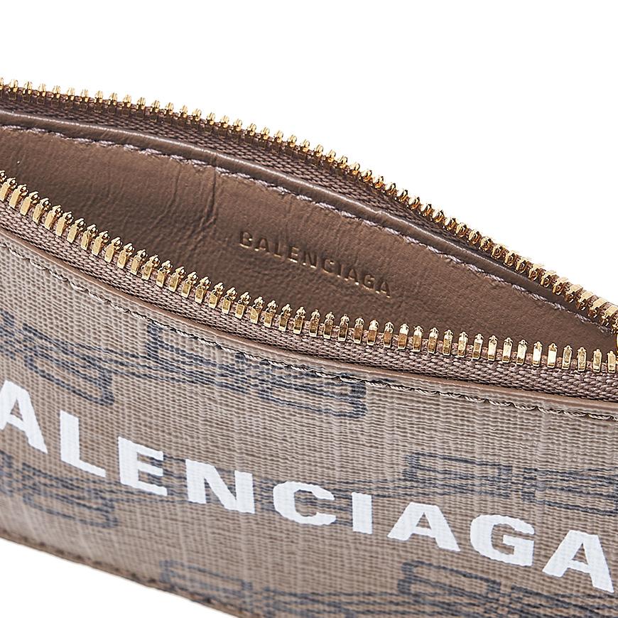 BALENCIAGA Men’s Leather Keyring Card Case Green Cardholder Wallet