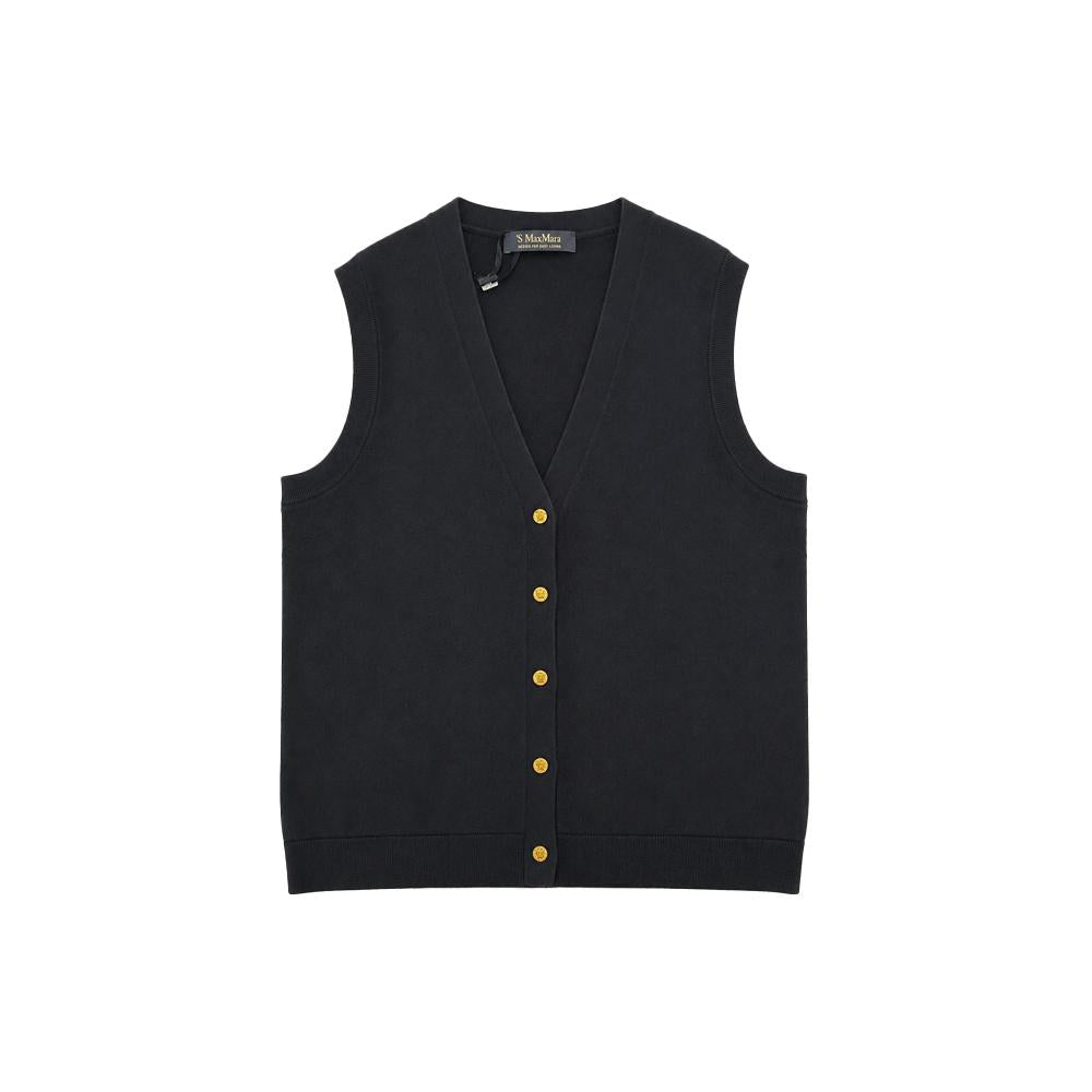 Max Mara Navy Sleeveless Knit Cardigan 2629356021 004