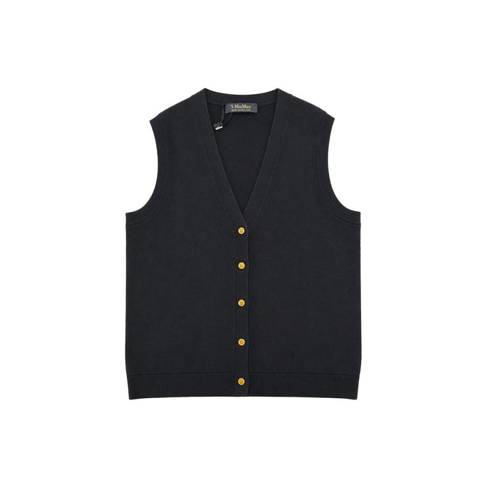 Max Mara Navy Sleeveless Knit Cardigan 2629356021 004