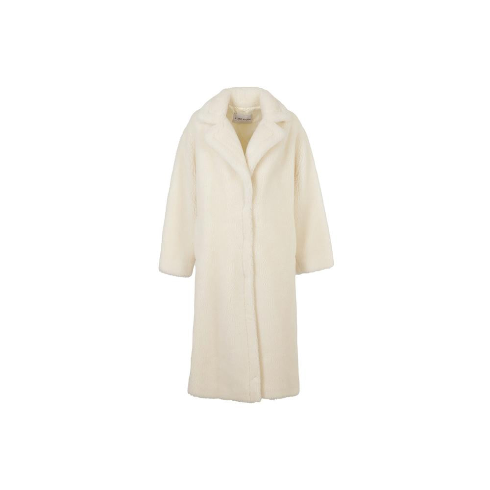 STAND STUDIO Maria Faux Fur Teddy Long Coat Ivory 61122 9040 90000