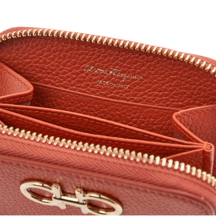 Ferragamo Gancini Leather Card Holder for Women 22 0406 TERRACOTTA 0770059