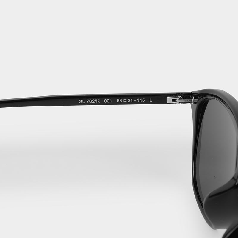 Saint Laurent Black Acetate Asian Fit Square Sunglasses 53mm