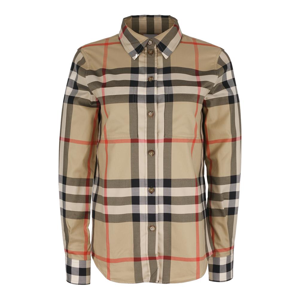 BURBERRY Women’s Check Motif Cotton Shirt