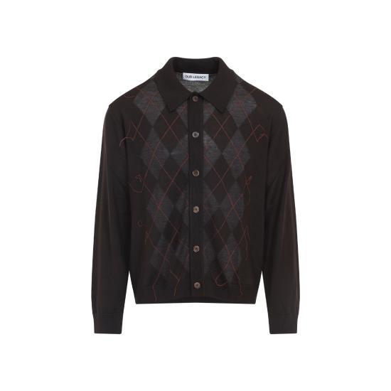 OUR LEGACY Wool Knit Cardigan for Men M4253EP PUB ARGYLE DOM