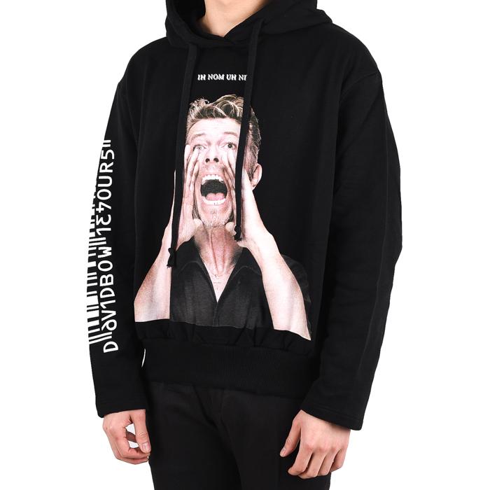 IH NOM UH NIT Bowie Barcode Logo Print Hooded T-Shirt for Men