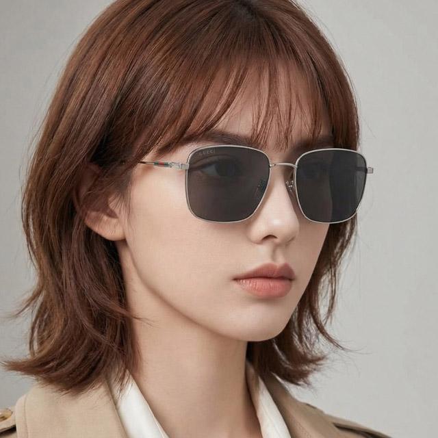 GUCCI Silver Metal Square Sunglasses Unisex Asian Fit GG2097SK 001