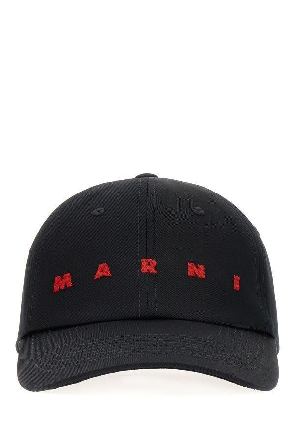 Marni Organic Black Cotton Gabardine Baseball Cap