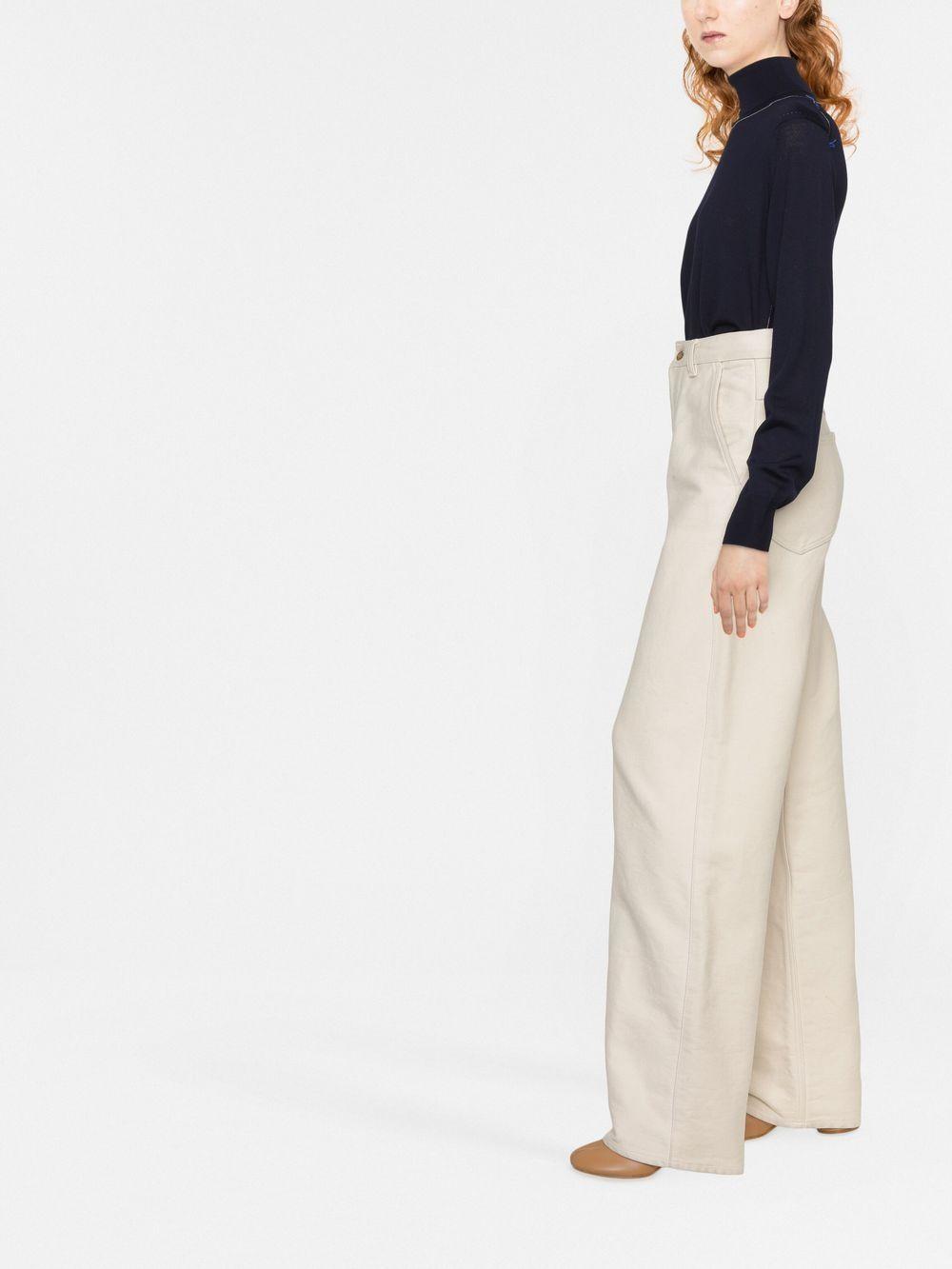Maison Margiela Navy High Neck Turtleneck Sweater Women Stitch Detail
