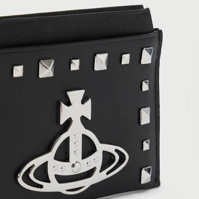 Vivienne Westwood Studded Flat Leather Card Holder Wallet Black