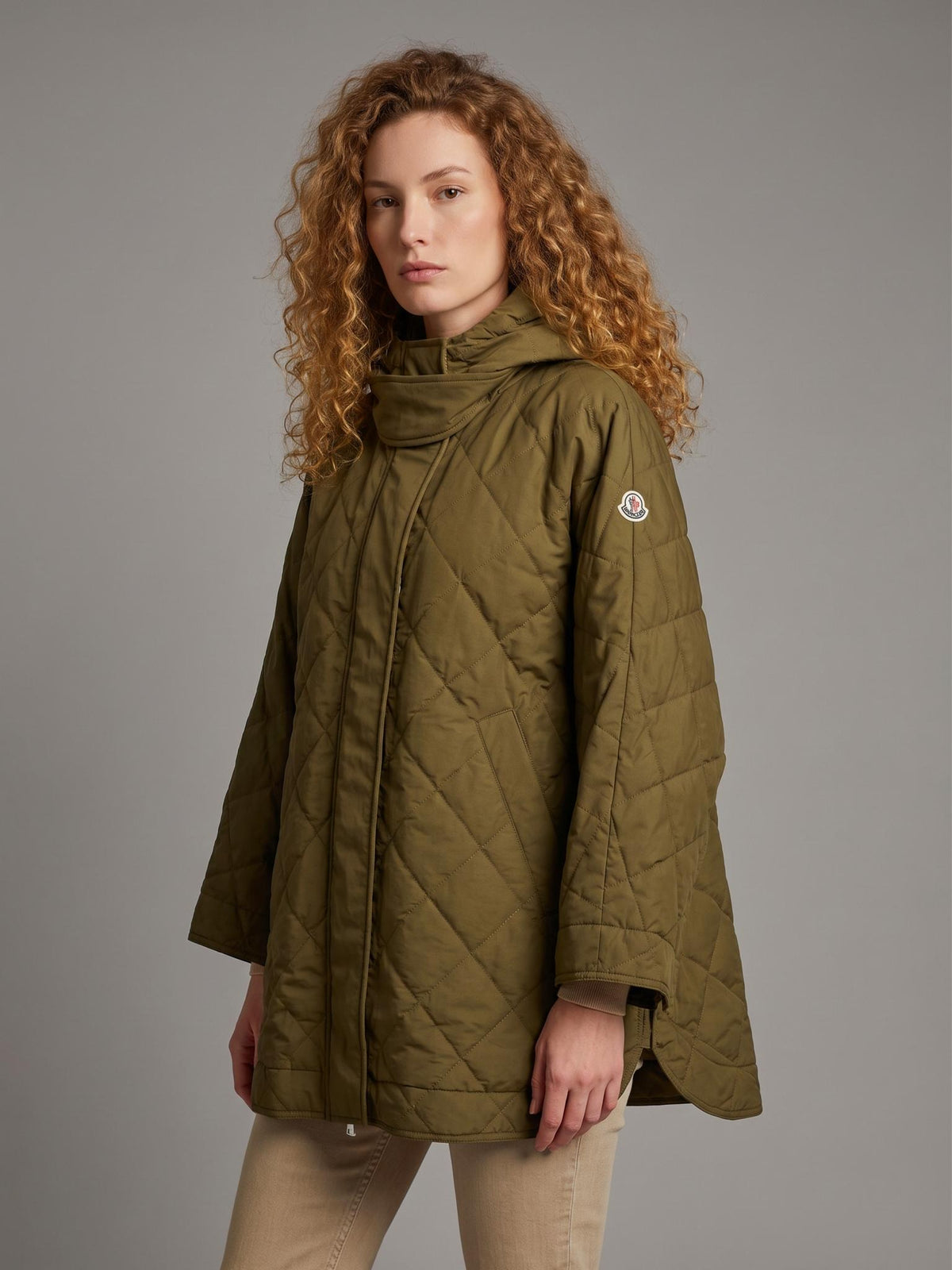 Moncler Black Down Puffer Cape Jacket for Women