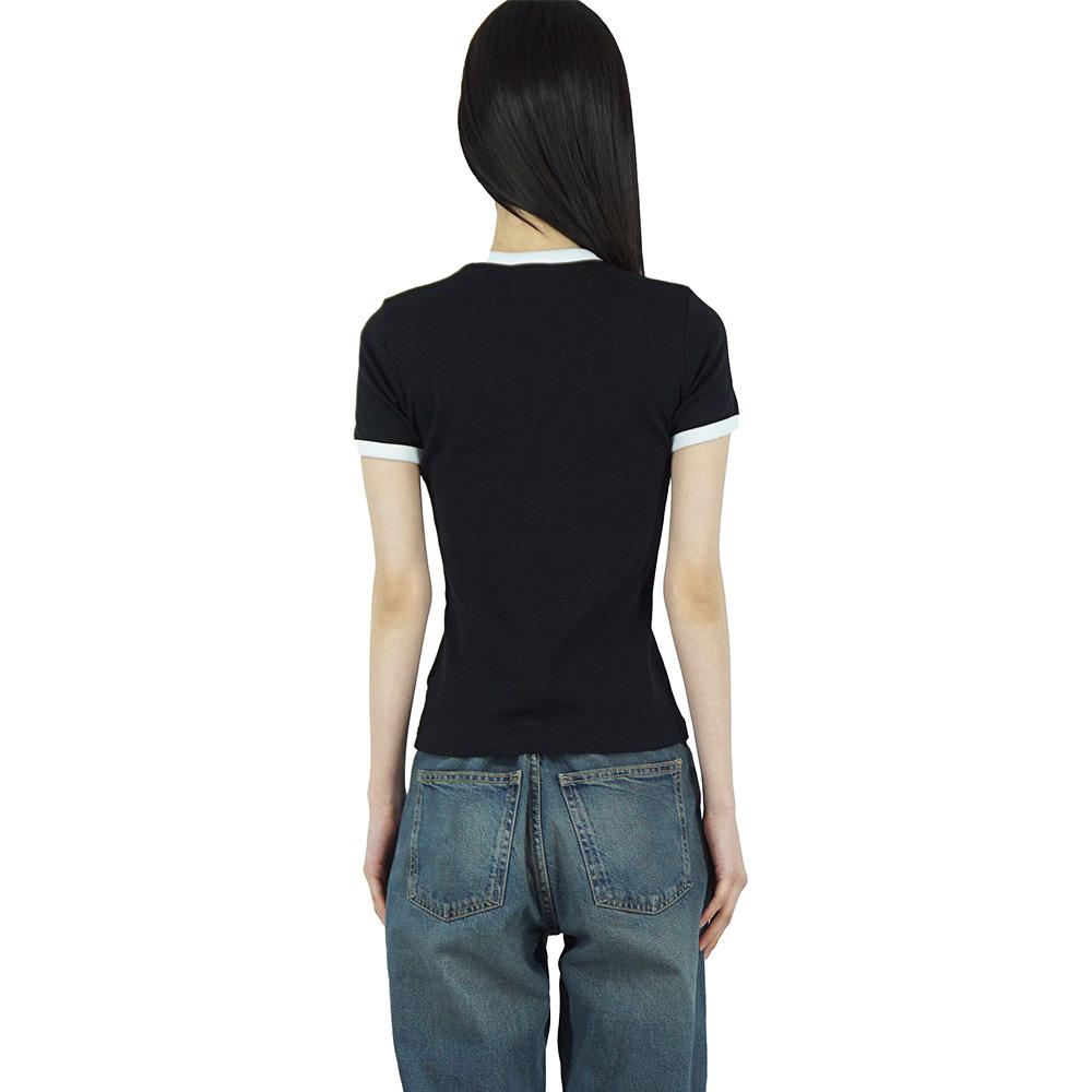 courreges Reedition Black Contrast Short Sleeve Women's T-S VESJTS017JS0070 9901