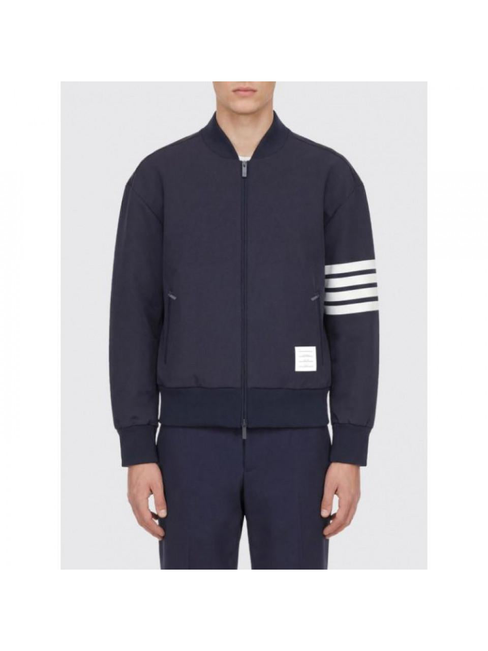 THOM BROWNE Men's Navy 4-Bar Tech Bomber Jacket