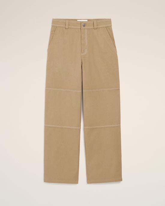 AMI Beige Taupe Cotton Worker Trousers Classic Pants for Men