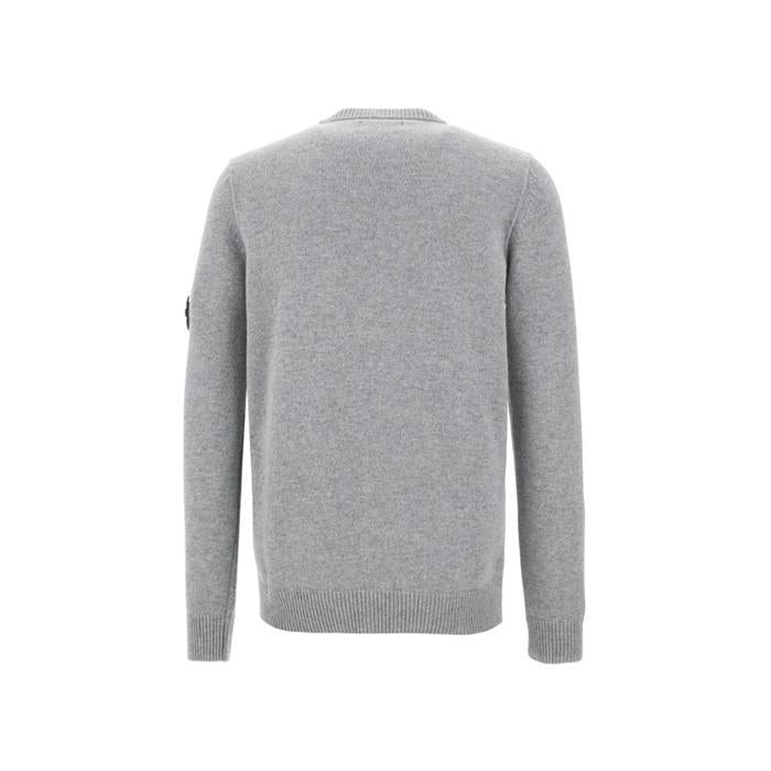 STONE ISLAND Melange Grey Lambswool Crewneck Sweater Men’s