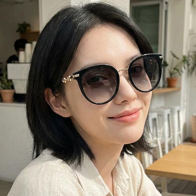 GUCCI Black Round Acetate Asian Fit Unisex Sunglasses