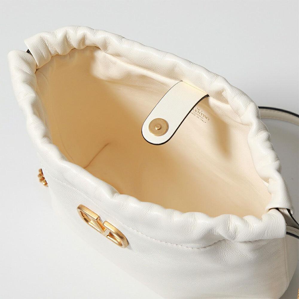 VALENTINO V-Logo Leather Bucket Crossbody Bag for Women Black