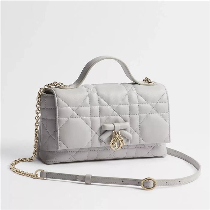 DIOR My Tender Dior Top Handle Bag Mini Shoulder Bag Gray Leather