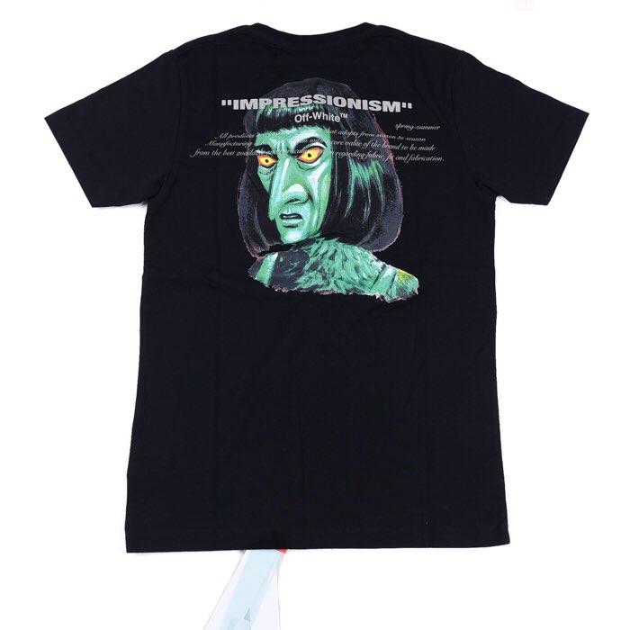 OFF WHITE Women’s Green Man Graphic Short Sleeve T-Shirt OMAA027A191850021088