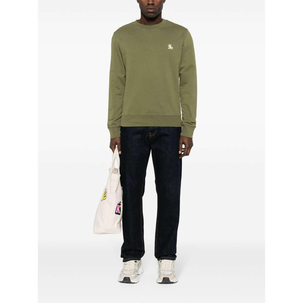 Maison Kitsune Chillax Fox Khaki Sweatshirt Unisex LM00303 KM0001 P384